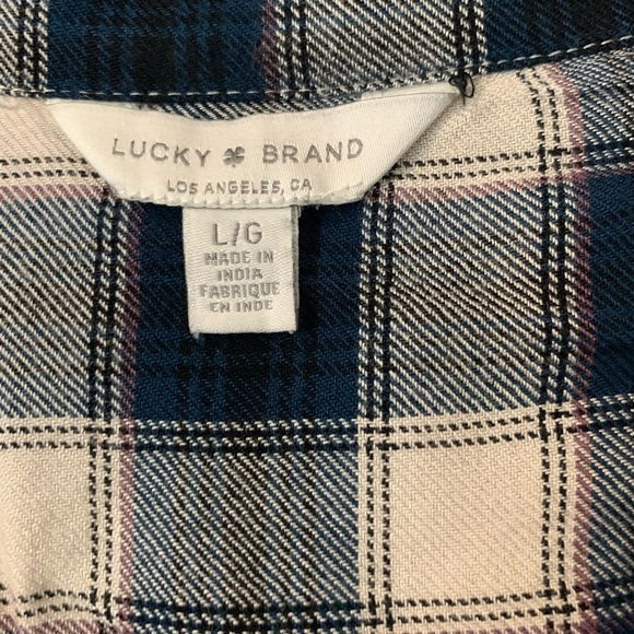 Lucky Brand Navy and Cream Plaid Shirt - Picture 5 of 9